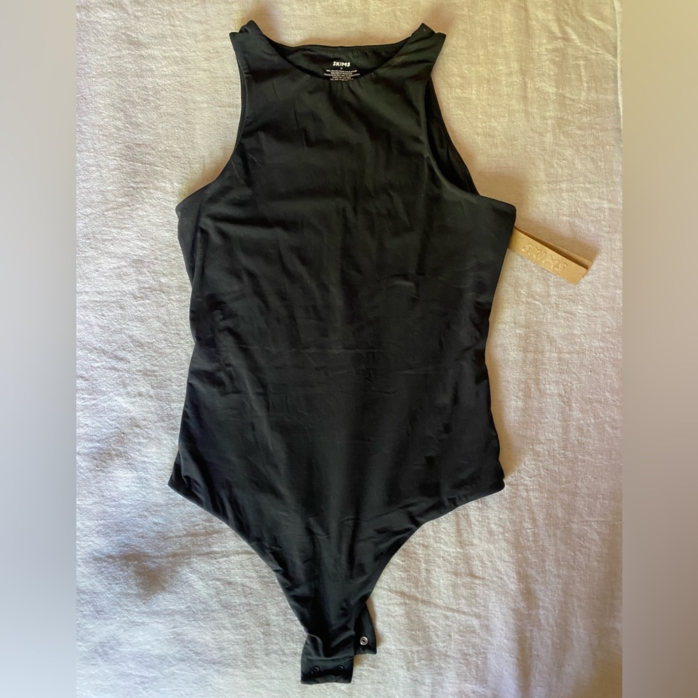 Skims Fits Everybody High Neck Black Bodysuit NWT M